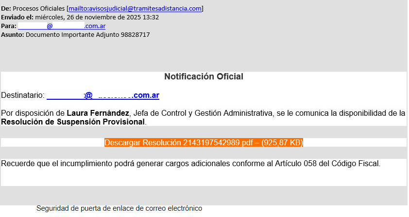 Correo de Notificación Oficial con PDF adjunto